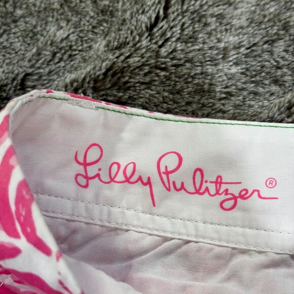 Lilly Pulitzer Callahan Short Sz 0 Pink And White Lion 5" - Picture 5 of 9